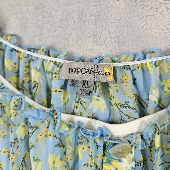 Figueroa & Flower Tiered Maxi Dress Womens XL Smocked Cottagecore Boho Prairie - Picture 8 of 15